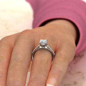 Classic Cathedral Cushion Cut Moissanite Engagement Ring Yalish Diamonds