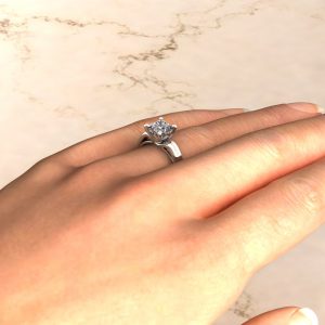 Tall Curve Moissanite Princess Cut Solitaire Engagement Ring