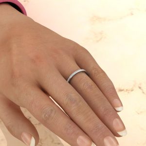 B001 white gold 0.09Ct Round Cut Wedding Band Ring (2)