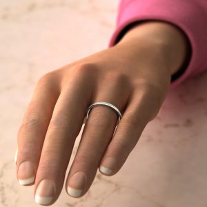 B001 white gold 0.09Ct Round Cut Wedding Band Ring (3)