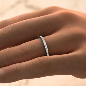 0.09Ct Round Cut Moissanite Wedding Band Ring