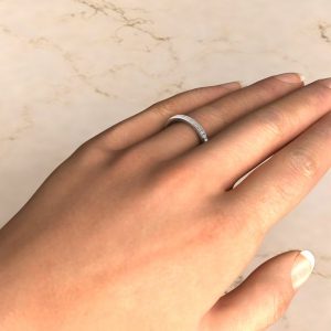 B003 White Gold 0.14Ct Round Cut Wedding Band Ring (3)