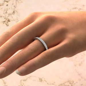 0.20Ct Moissanite Round Cut Wedding Band Ring