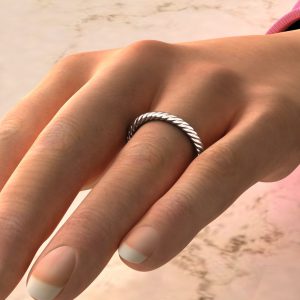 Twisted Moissanite Wedding Band Ring