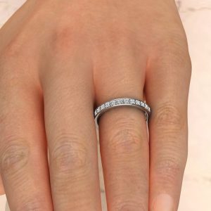 B007 White Gold 0.22Ct Round Cut Wedding Band Ring (5)