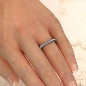 0.16Ct Round Cut Moissanite Wedding Band Ring