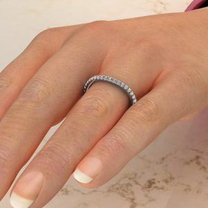 0.16Ct Round Cut Moissanite Wedding Band Ring
