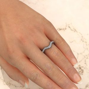 B014 White Gold 0.21Ct Round Cut Wedding Band Ring (4)