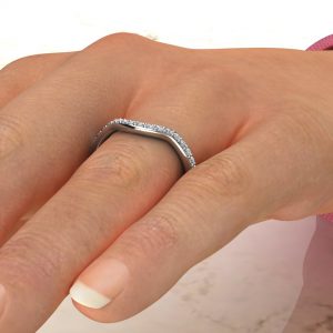 B014 White Gold 0.21Ct Round Cut Wedding Band Ring (5)
