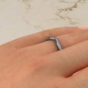 0.13Ct Moissanite Round Cut Wedding Band Ring
