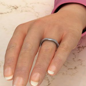 0.13Ct Moissanite Round Cut Wedding Band Ring
