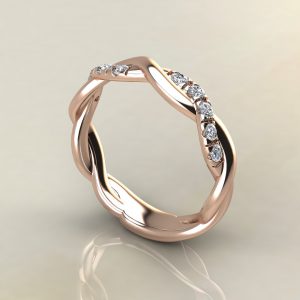 B021 Rose Gold 0.20Ct Twist Wedding Band Ring