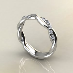 B021 White Gold 0.20Ct Twist Wedding Band Ring