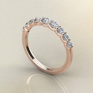 B023 Rose Gold 0.63Ct Graduated Shared Prong Wedding Band Ring
