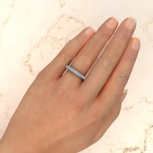 0.34Ct Moissanite Micro Pave Wedding Band Ring