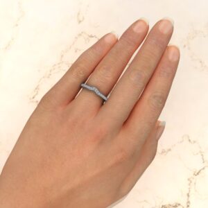 B043 White Gold 0.16Ct Wedding Band Ring (5)