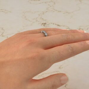 B045 White Gold 0.07Ct Milgrain Round Cut Wedding Band Ring (4)