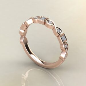 BP042 Rose Gold 0.15Ct Infinity Princess Cut Wedding Band Ring