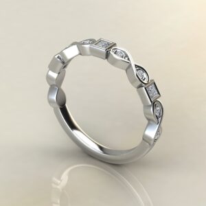 BP042 White Gold 0.15Ct Infinity Princess Cut Wedding Band Ring
