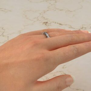 BP042 White Gold 0.15Ct Infinity Princess Cut Wedding Band Ring (4)
