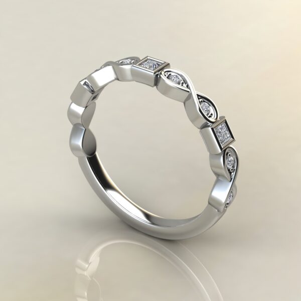 BP042 White Gold 0.15Ct Infinity Princess Cut Wedding Band Ring