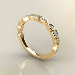 BP042 Yellow Gold 0.15Ct Infinity Princess Cut Wedding Band Ring