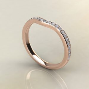 BR035 Rose Gold 0.17Ct Matching Floral Halo Round Cut Wedding Band Ring