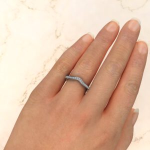 0.17Ct Matching Floral Halo Moissanite Wedding Band Ring