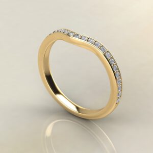 BR035 Yellow Gold 0.17Ct Matching Floral Halo Round Cut Wedding Band Ring
