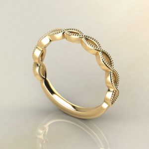 BS045 Yellow Gold 0.07Ct Milgrain Wedding Band Ring