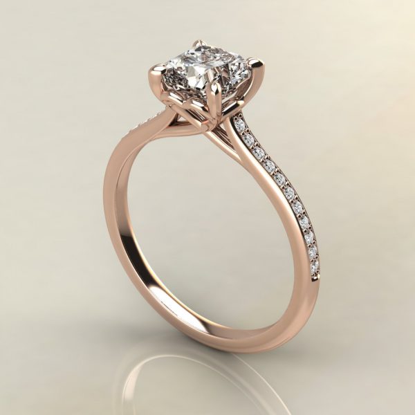 Moissanite Cushion Cut Heart Prong Engagement Ring - Yalish Diamonds