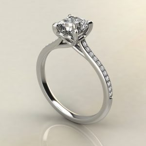C001 Moissanite Cushion Cut Heart Prong Engagement Ring by Yalish Diamonds