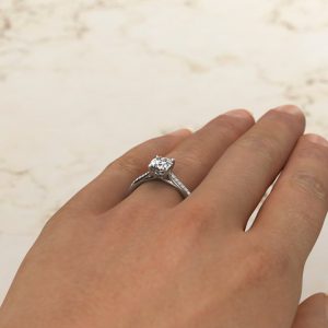 Moissanite Cushion Cut Curly Prong Engagement Ring