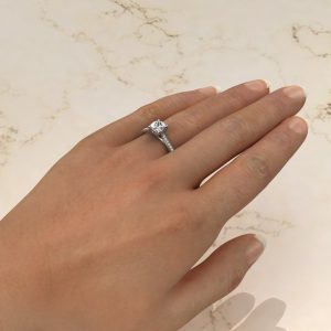 Moissanite Cushion Cut Curly Prong Engagement Ring
