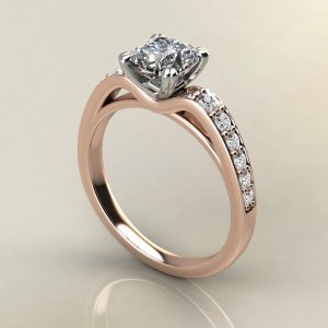 C004 Rose Gold Tall Curve Cushion Cut Engagement Ring