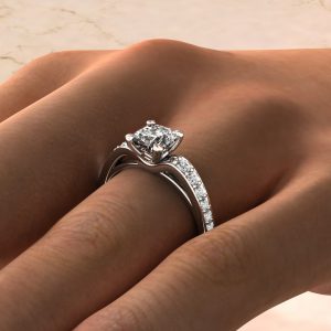 C004 White Gold Tall Curve Cushion Cut Engagement Ring (2)