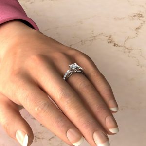 Tall Curve Moissanite Cushion Cut Engagement Ring