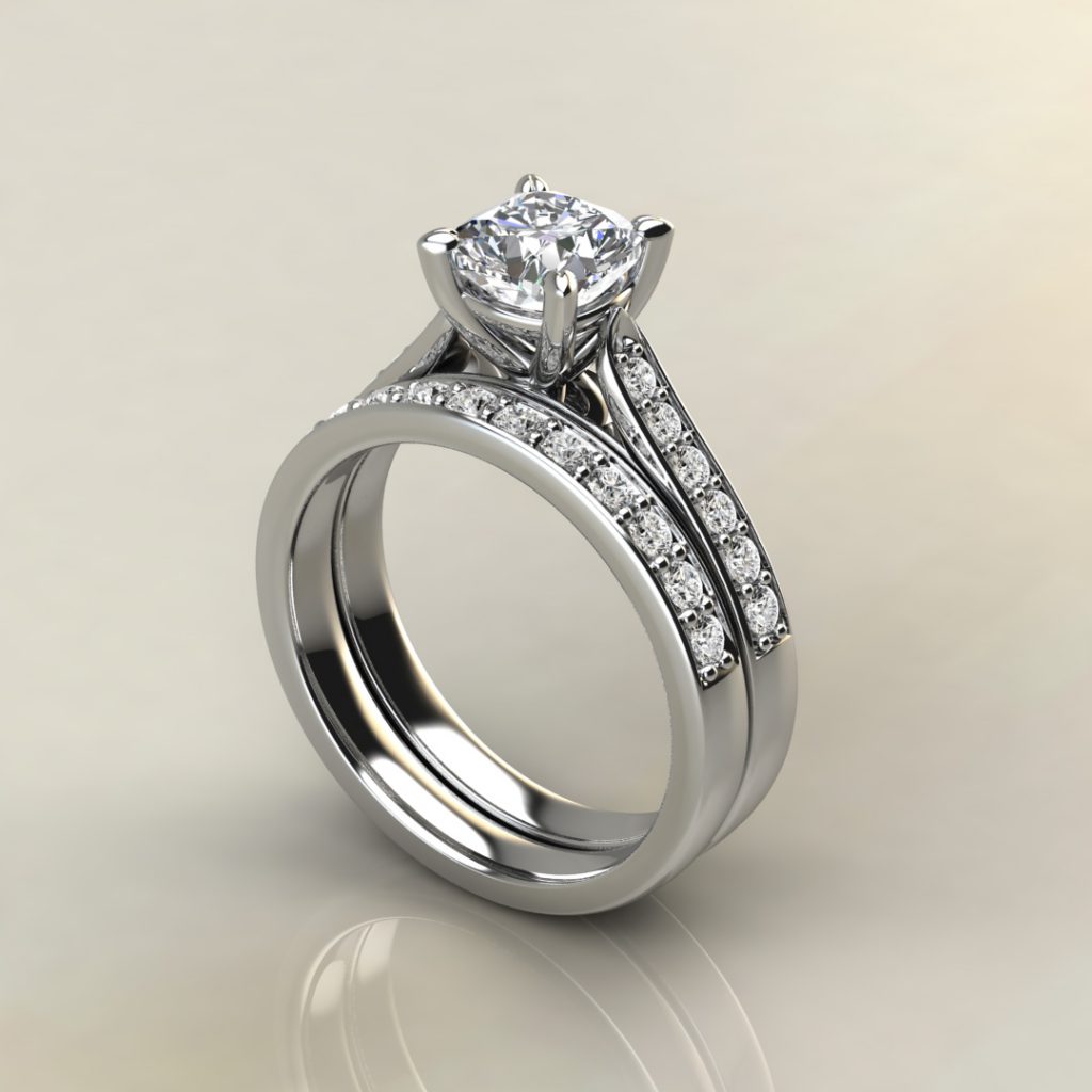 Classic Cathedral Cushion Cut Moissanite Engagement Ring - Yalish Diamonds