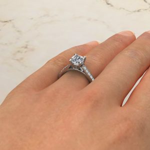 Classic Cathedral Cushion Cut Moissanite Engagement Ring