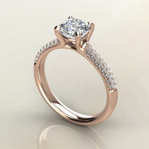 C008 Rose Gold Small Cathedral Cushion Cut Engagement Ring