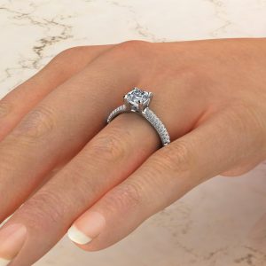 C008 White Gold Small Cathedral Cushion Cut Engagement Ring (2)