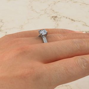Small Cathedral Cushion Cut Moissanite Engagement Ring
