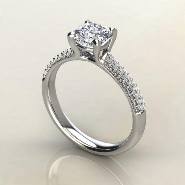 C008 White Gold Small Cathedral Cushion Cut Engagement Ring