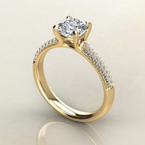 C008 Yellow Gold Small Cathedral Cushion Cut Engagement Ring