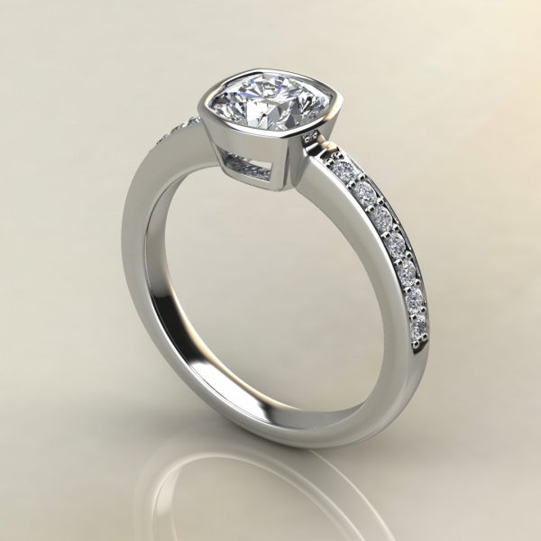 C020 White Gold Basel Cushion Cut Engagement Ring