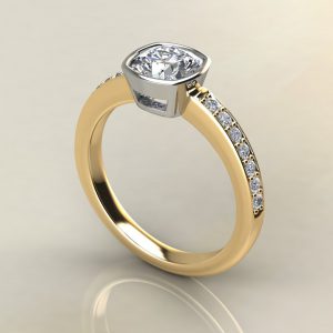 C020 Yellow Gold Basel Cushion Cut Engagement Ring