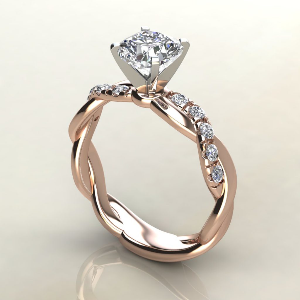 Twist Cushion Cut Moissanite Engagement Ring - Yalish Diamonds