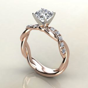C021 Rose Gold Twist Cushion Cut Engagement Ring