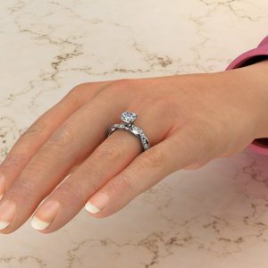 Twist Cushion Cut Moissanite Engagement Ring