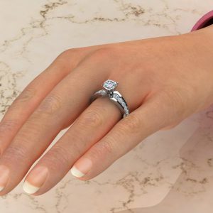 C024 White Gold Graduated Cushion Cut Engagement Ring (5)